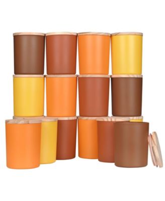 Glass Candle Jars with Wood Lids 16 Pack