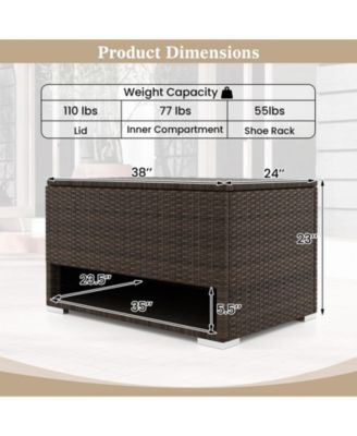  PE Rattan Patio Storage Bin with Waterproof Liner and Shoe Rack