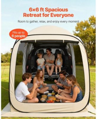 Pop Up SUV Tailgate Screen Tent 6x6 ft for 4-6 People with Carry Bag and Netting Sides