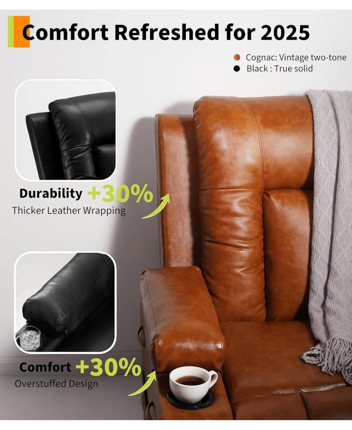 gaomon Oversized Power Lift Recliner Chair - Heat and Massage, Pu Leather Electric Lift Recliner for Elderly & Mobility Impaired, Adjust Back Legs