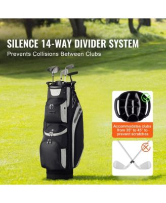Golf Cart Bag with 14-Way Divider Top, 36" Premium Cart Bag with 13 Pockets, Handles, Dust Cover & Detachable Straps