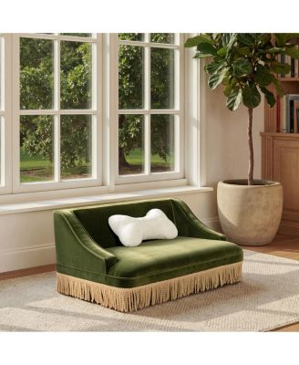 Performance Velvet Princess Pet Bed Sofa with Fringe Skirt by Duchess