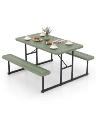 Picnic Table Bench Set for 2-4 People Outdoor Rectangular Camping Dining Table.