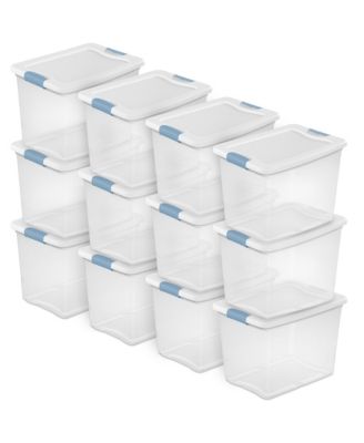 25 Quart Latching Storage Box, Stackable Bin with Latch Lid, 12 Pack