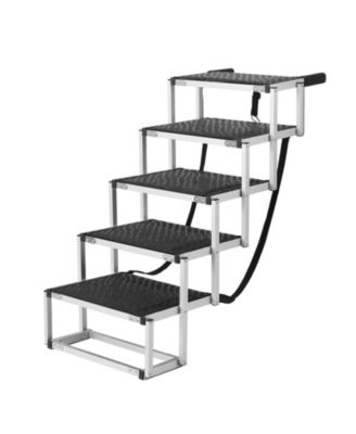 5-Step Folding Dog Stairs for Cars, Aluminum Pet Steps Loads up to 150 lbs, Portable Dog Ladder