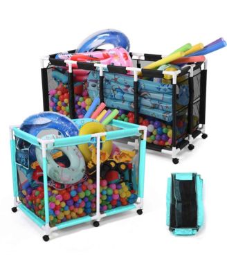 2PCS Extra Large Mesh Pool Storage Bins w/ Mesh Cover Net for Pool Floats