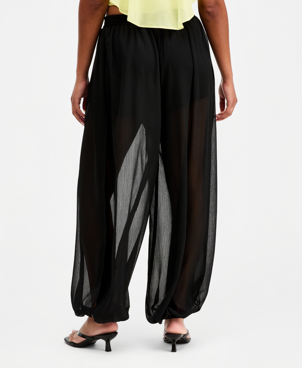 Bar Iii Women's High-Rise Sheer Balloon Pants, Macy's Exclusive
