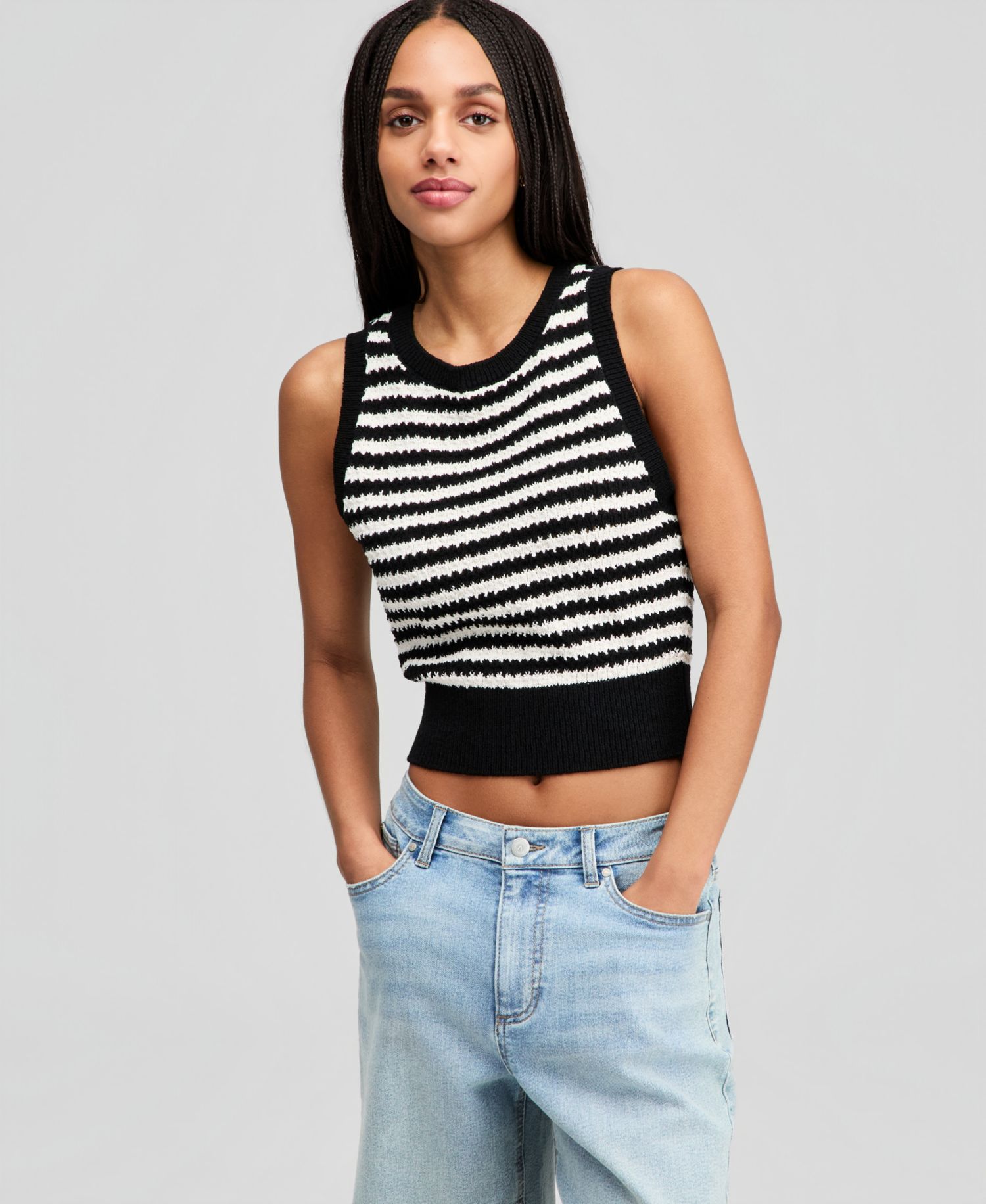Women's Striped Sweater Tank Top