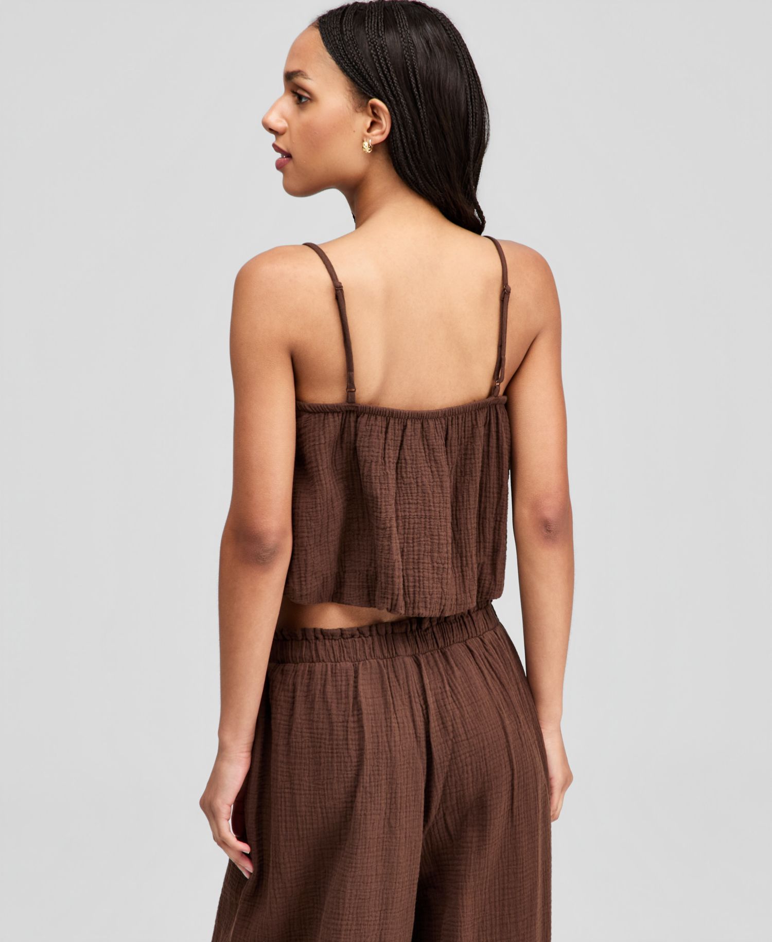 Plus Cotton Crochet-Trim Bubble-Hem Top