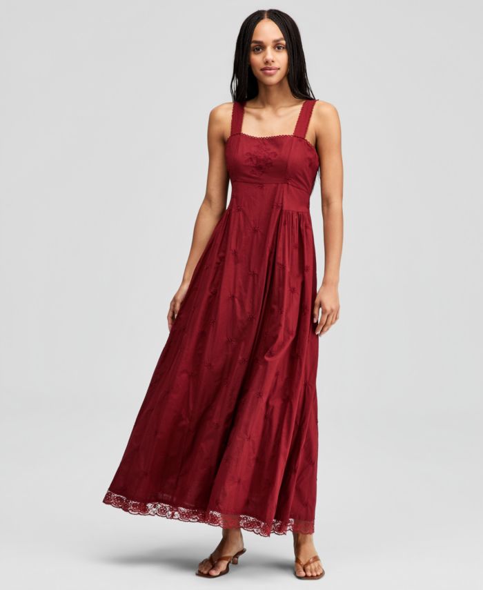 And Now This Women's Cotton Square-Neck Maxi Dress, Macy's Exclusive