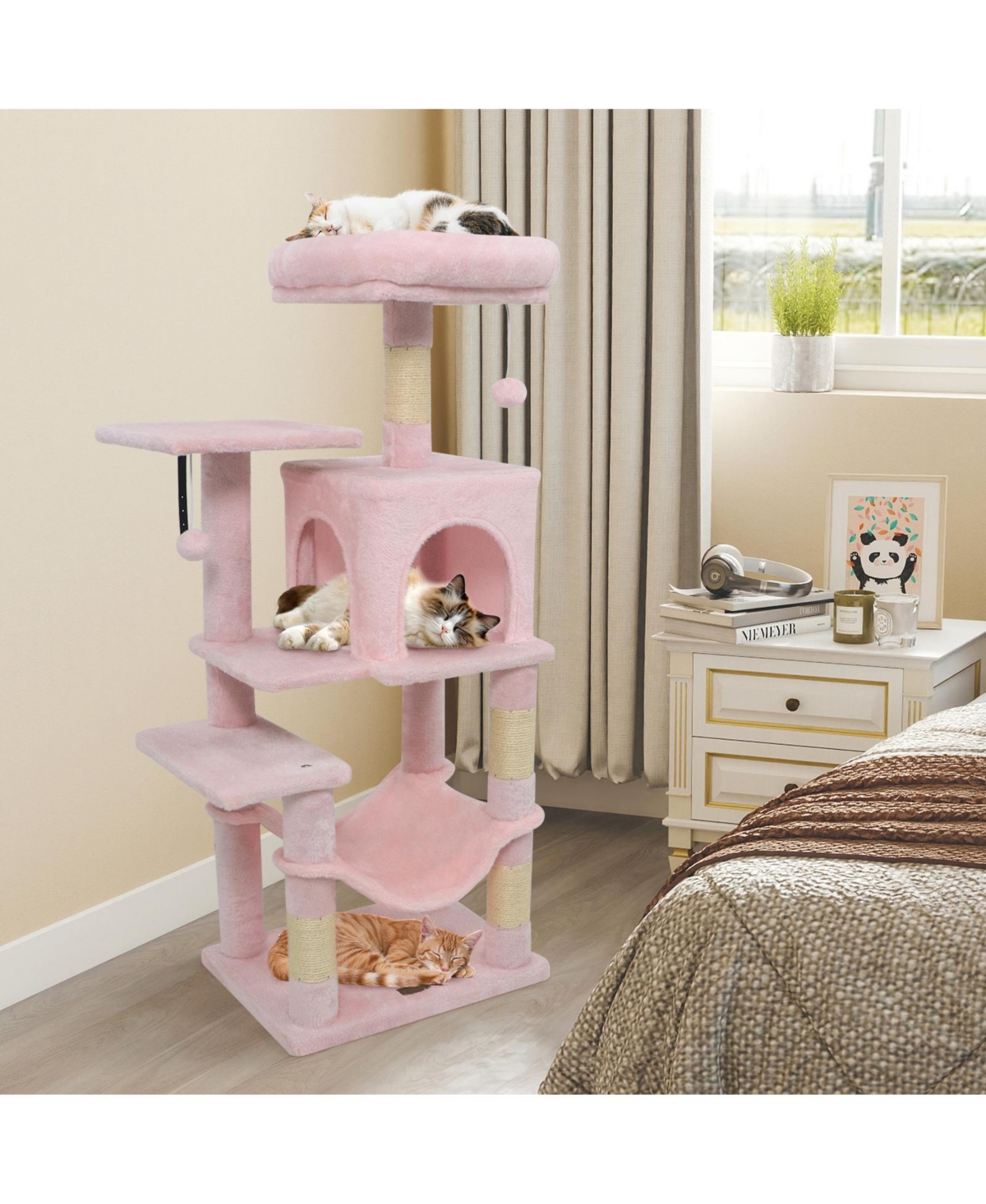 Cozito Cat Tower 44 in Multi-Level with 2-Door Condo and Top Perch
