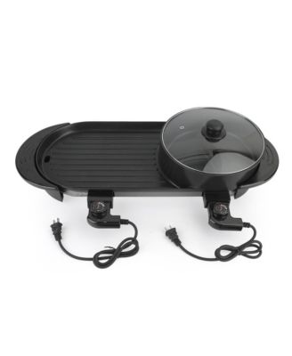 Portable 2-in-1 Electric Hot Pot and BBQ Grill - Non-Stick Teppanyaki Pan