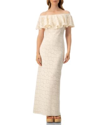 Women's Lace Long Bardot Neckline Dress