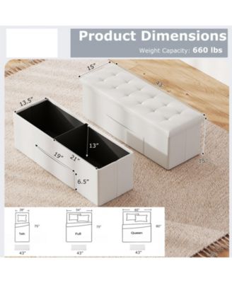 43-Inch Folding Storage Ottoman Bench with Foot Rest
