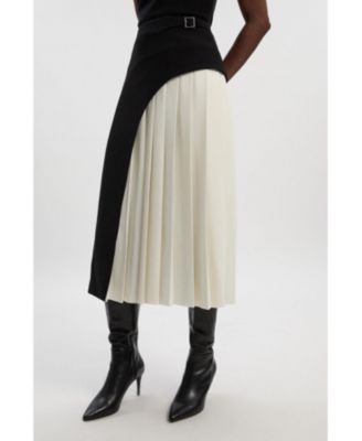 Women's Tailored Buckle Detail Midi Skirt