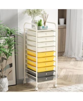 10 Drawer Rolling Storage Cart Organizer with 4 Universal Casters