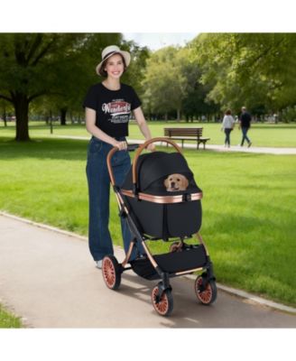 Foldable 3-in-1 Pet Stroller with Sun Shade Safety Belt