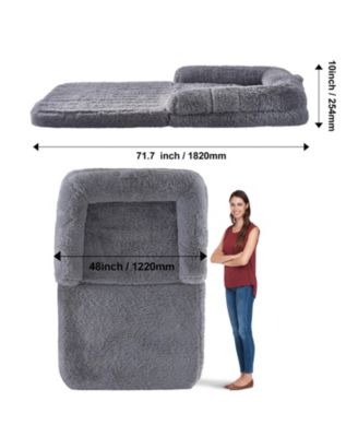 Human Dog Bed 72x48x10 in Washable PV Velvet Foam Cover