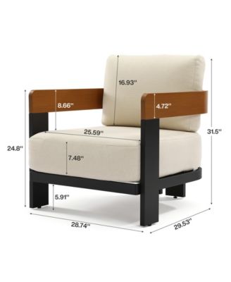 Patio Chair with Cushions, Outdoor Sofa with Metal Frame & Thick Seat Cushion, Modern Lounge Chair for Patio, Porch, Poolside