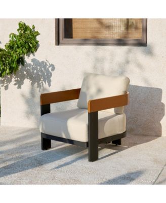 Patio Chair with Cushions, Outdoor Sofa with Metal Frame & Thick Seat Cushion, Modern Lounge Chair for Patio, Porch, Poolside