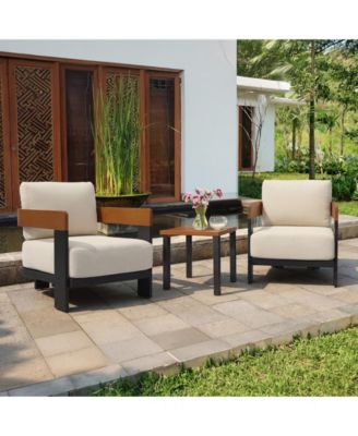 2-Piece Patio Conversation Set, Patio Sofa with Removable Cushions, Outdoor Armchair with Meatl Frame & Thick Seat Cushion (No Table)