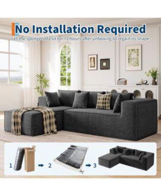 Modular Sectional Couches for Living Room, Cloud Sectional Couch with Deep Seat, 106.7 in Modular L-Shape Sofa with Chaise, Upholstered Couches