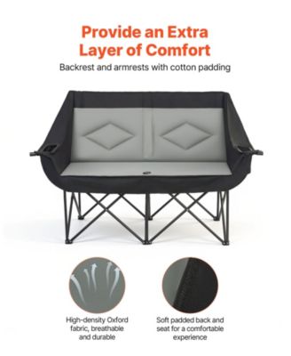 Double Camping Chair for Two 660 lbs with Dual Cup Holders