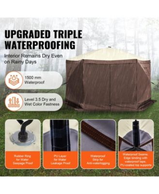 12.5x12.5 FT Pop Up Gazebo 6-Sided Screen Tent Mesh Windows