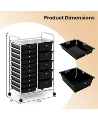 Rolling Storage Cart 15-Drawer Trolley with Chrome Plated Metal Frame
