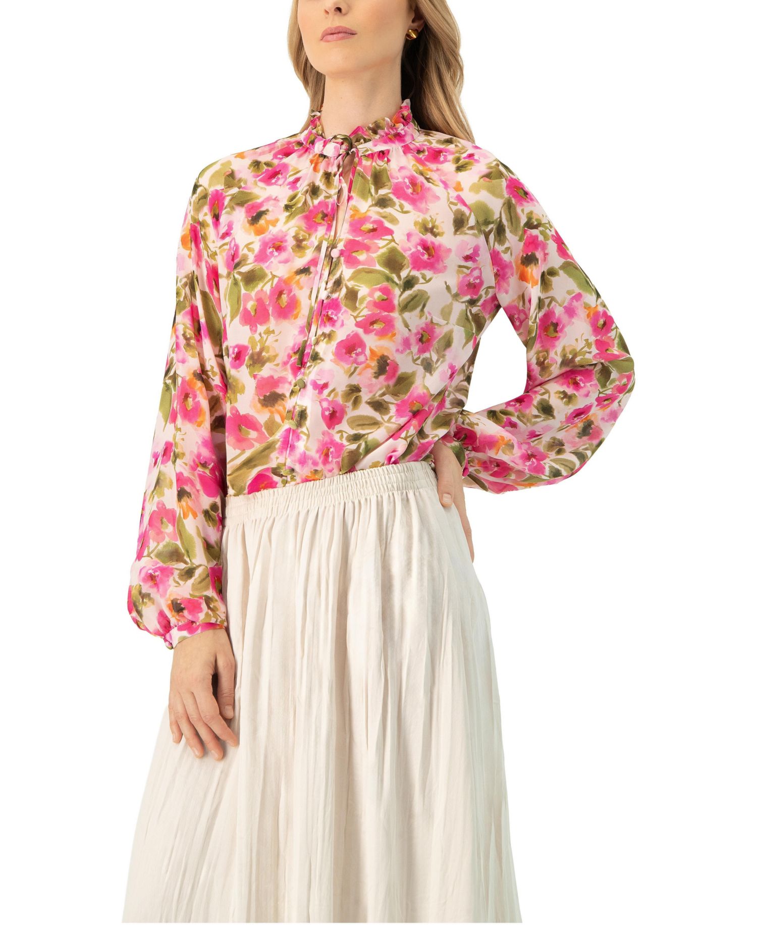 Women's Floral High Neck Blouse