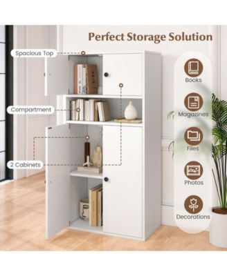 44 Inches Tall Bookshelf with Doors and Adjustable Shelf-1 Piece