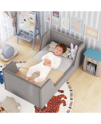 Upholstered Toddler Bed Frame with Safety Rails