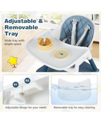 4-in-1 Baby Convertible Toddler Table Chair Set with PU Cushion