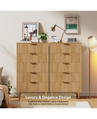 48" Tall 5 Drawer Chest of Drawers for Bedroom, Fluted Storage Dresser with Wide Top.