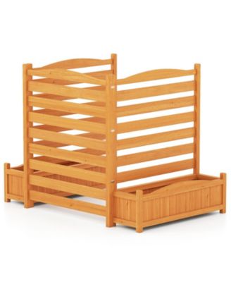 Three Panel Wood Air Conditioner Fence with Planter Box