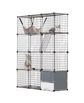Cat Cage 4-Tier 41x14x55 in Metal Enclosure with Hammock