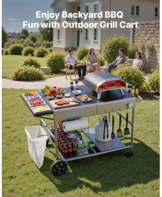 Outdoor Grill Cart 36x23 Inch Tabletop with Spice Containers