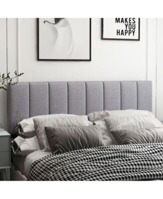 Linen Upholstered Headboard with Adjustable Width and Solid Wood Legs