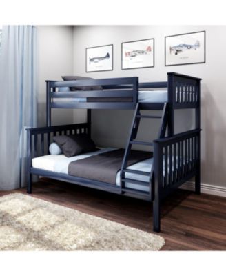 Bunk Bed Twin over Full Size, Solid Wood Bunk Beds with Ladder for Kids