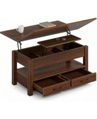 Lift Top Coffee Table with Storage, Multi-Function Convertible Coffee Table for Living Room, Adjustable Height Dining Desk