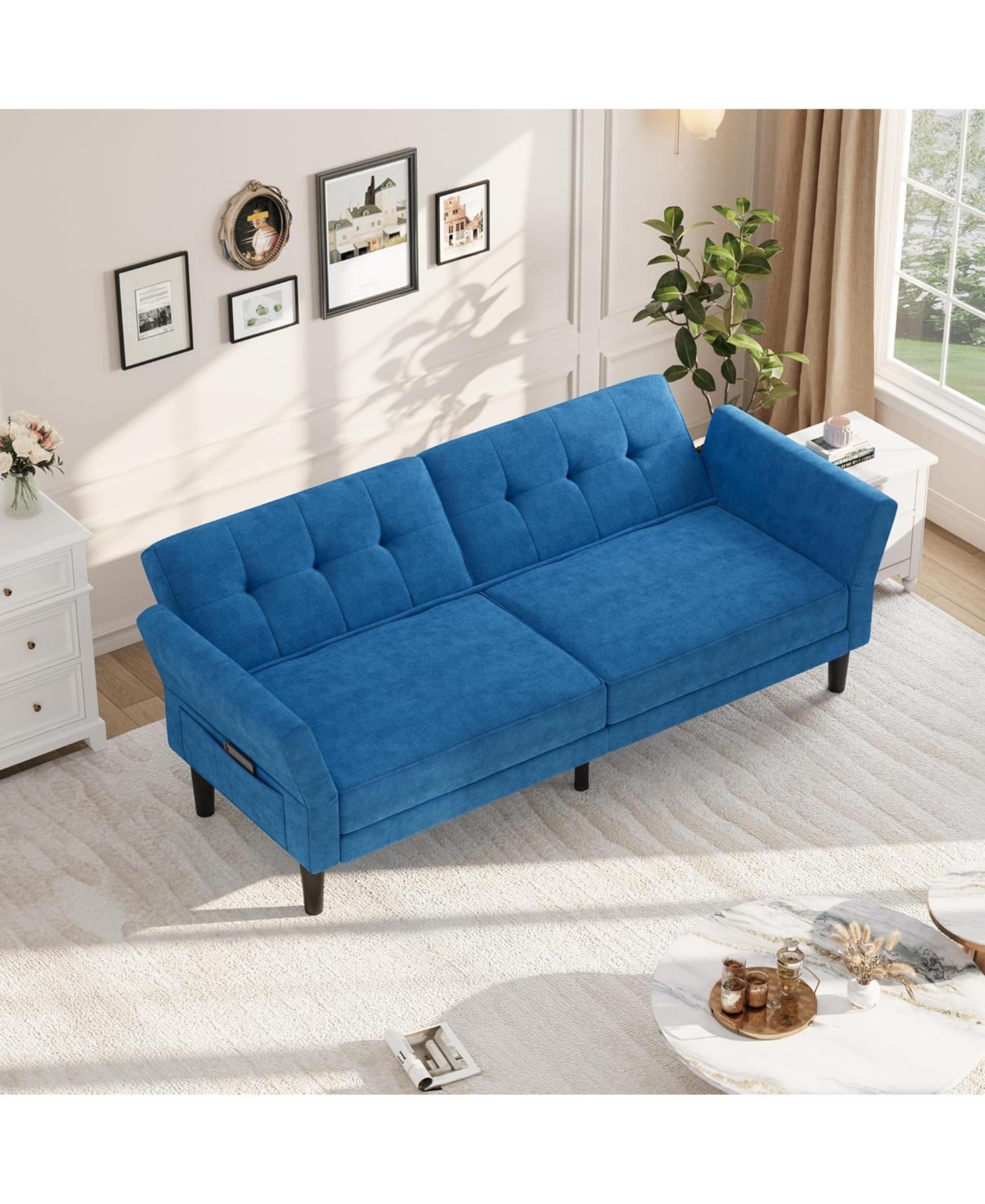 gaomon 89 in Futon Sofa Bed, Convertible Sleeper Sofa with Adjustable Backrest & Armrest, Modern Loveseat Sleeper for Living Room Bedroom Apartments