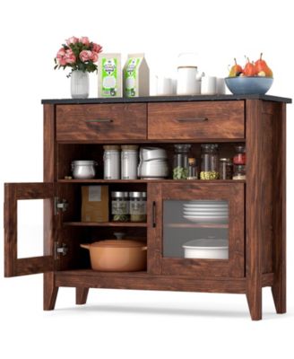 Coffee Bar Cabinet with 2 Drawers and 1 Open Compartment