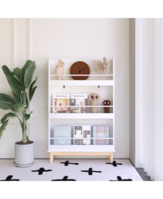 RAINSKEN - 2-Tier Bookcase with Wavy Edges, Tipover Restraint Included, Storage Organizer for Books and Display