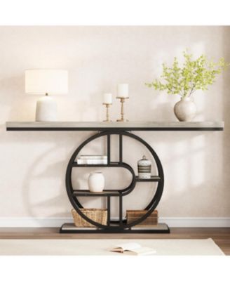 55" Entryway Table, 5-Tier Console Tables for Entryway, Industrial Narrow Sofa Tables with Storage for Living Room, Long Entry Hallway Table