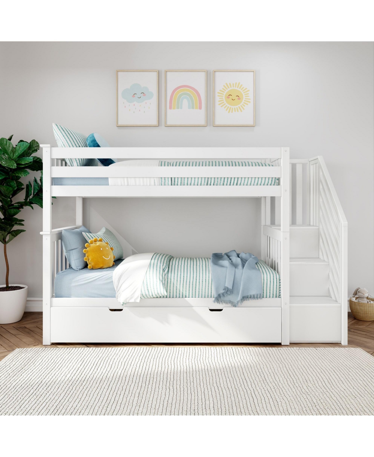 Max & Lily Max and Lily Twin over Twin Staircase Bunk with Trundle