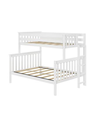 Solid Wood Bunk Bed, Twin over Full with Ladder on End for Kids
