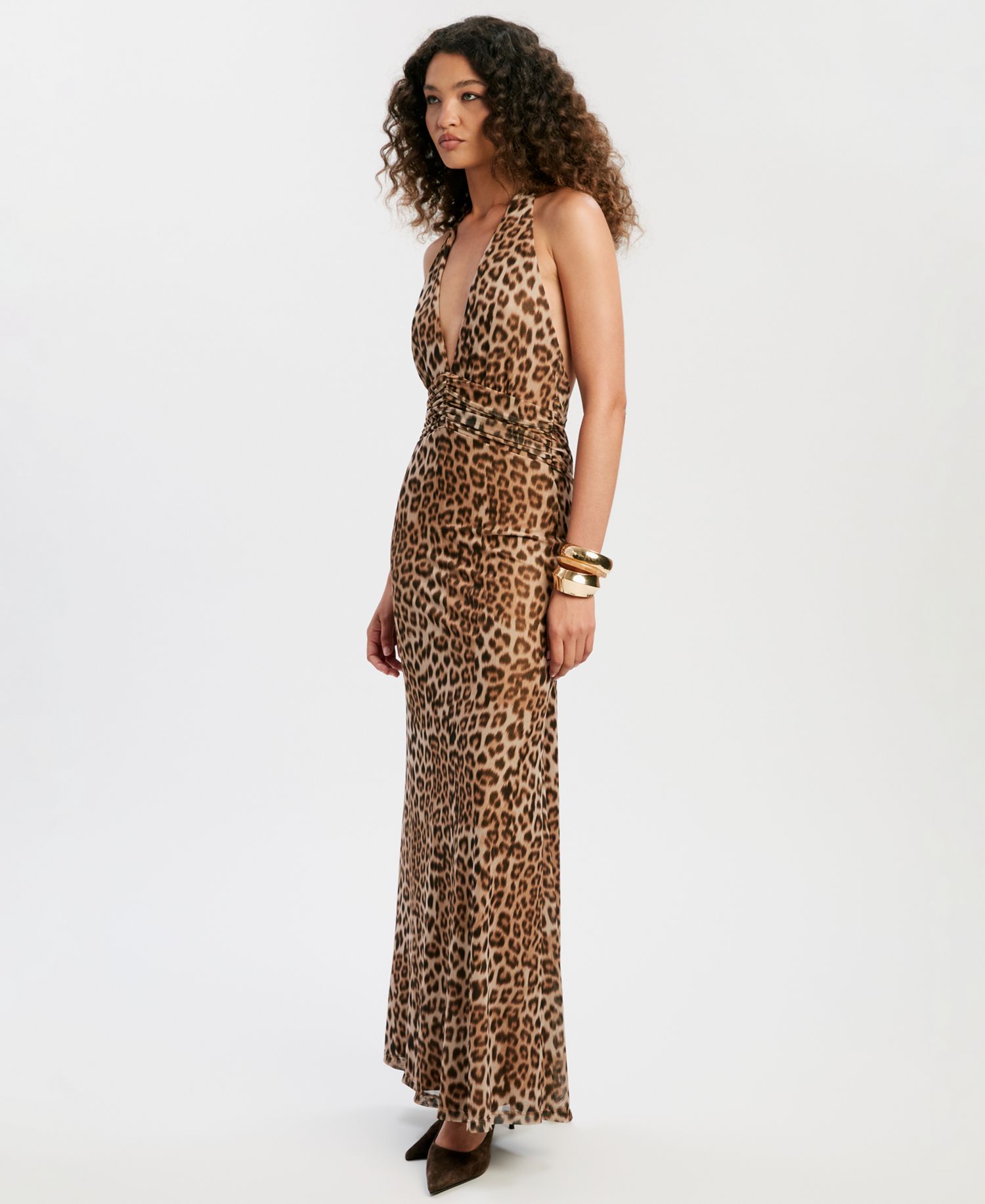 Women's Halter Neckline Printed Maxi Dress