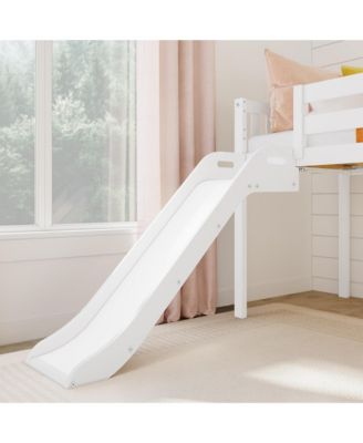 Max &  Lily Twin Size Low Loft Bed with Slide and Stairs, Solid Wood Kids Platform Bed with 14" Guardrails
