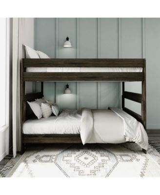 Farmhouse Queen Over Queen Bunk Bed for Kids Solid Wood