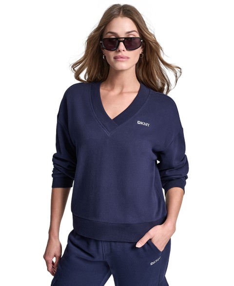 Женские DKNY Sport Women's Metallic Bubble Logo V-Neck Sweatshirt